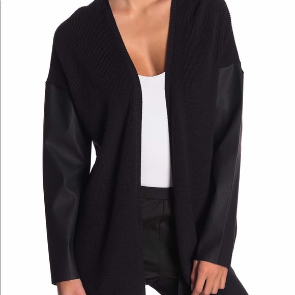 BCBGeneration Sweaters - NWT BCBGeneration Faux Leather Sleeve cardigan